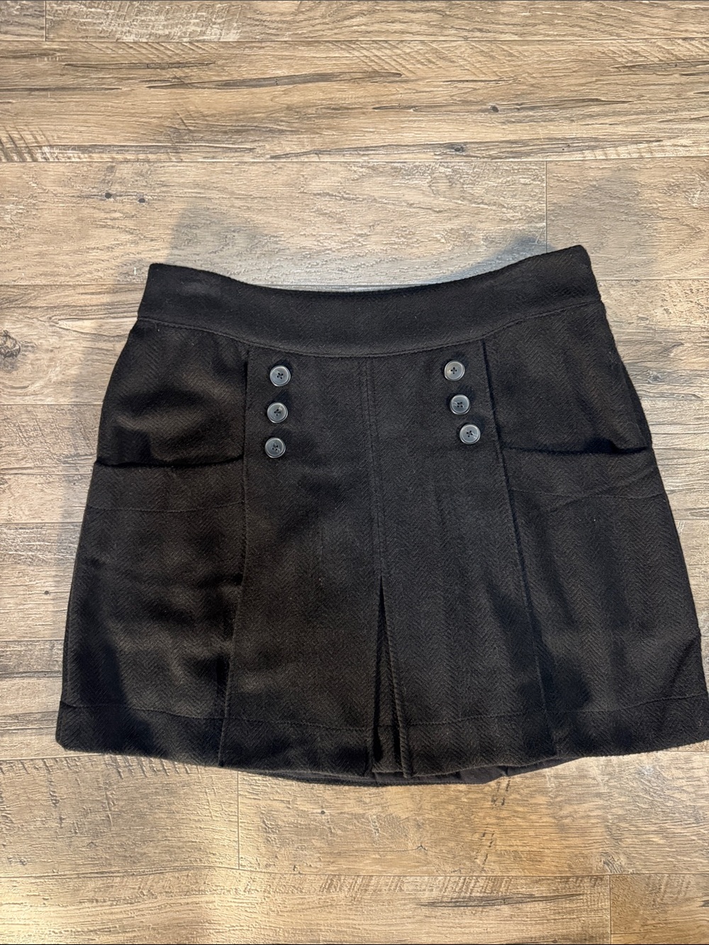 Free People Black Mini Skirt with Button Front Detailing - Size 6